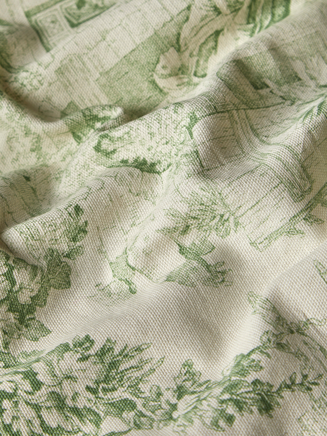 Borgo delle Tovaglie - Riviera Toile de Jouy Linen Extra Large Rectangular Tablecloth - Green - ABASK
