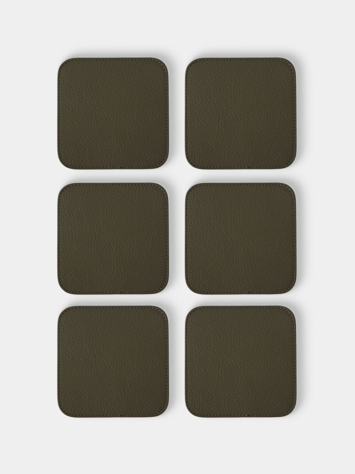 Giobagnara x Poltrona Frau - Leather and Walnut Coasters with Holder (Set of 6) - Olive - ABASK
