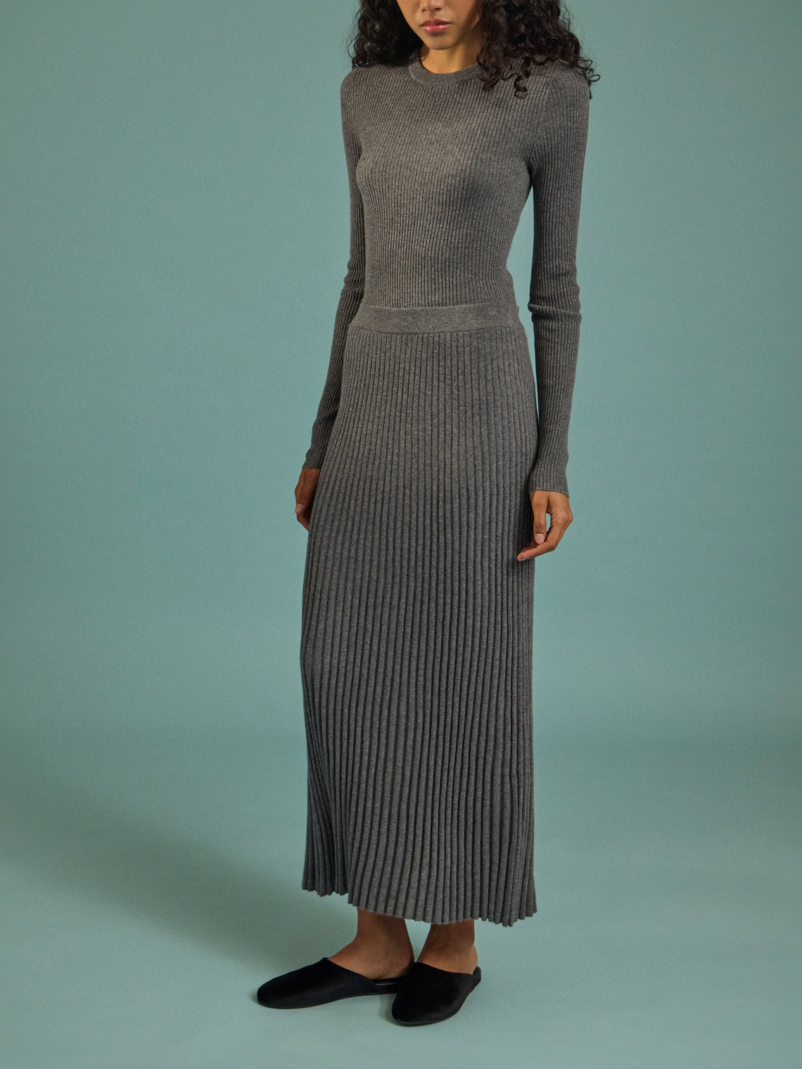 Arch4 - Celeste Baby Goat Cashmere Long-Sleeved Top | Size: S - Gray - ABASK