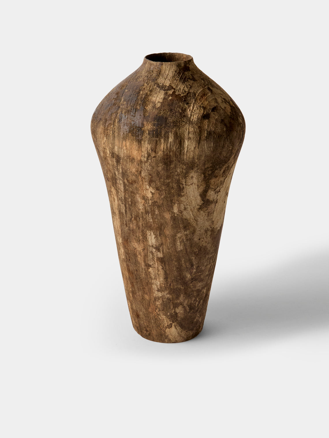 Iida Woodturning - Hand-Turned Earth-Finish Camphor Vase (15.5in/39cm) - Brown - ABASK - 