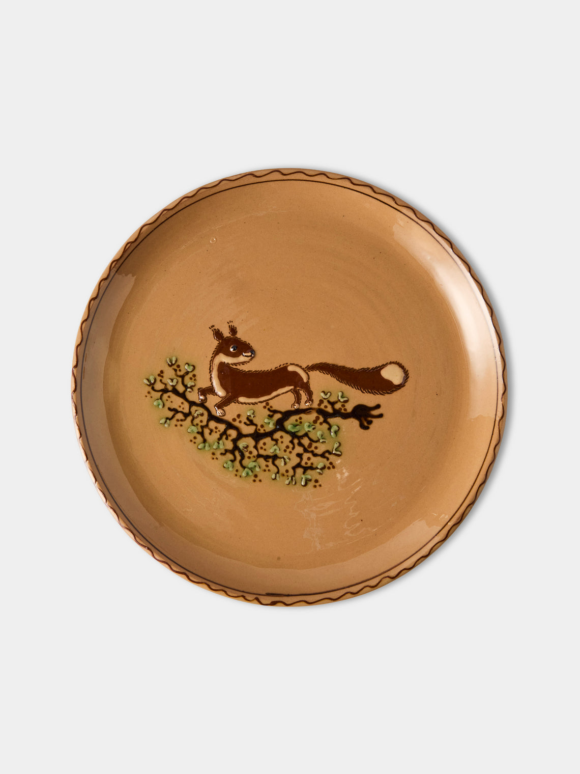Poterie d’Évires - Animals Hand-Painted Ceramic Dinner Plates – 9.5in/24cm (Set of 6) - Brown - ABASK