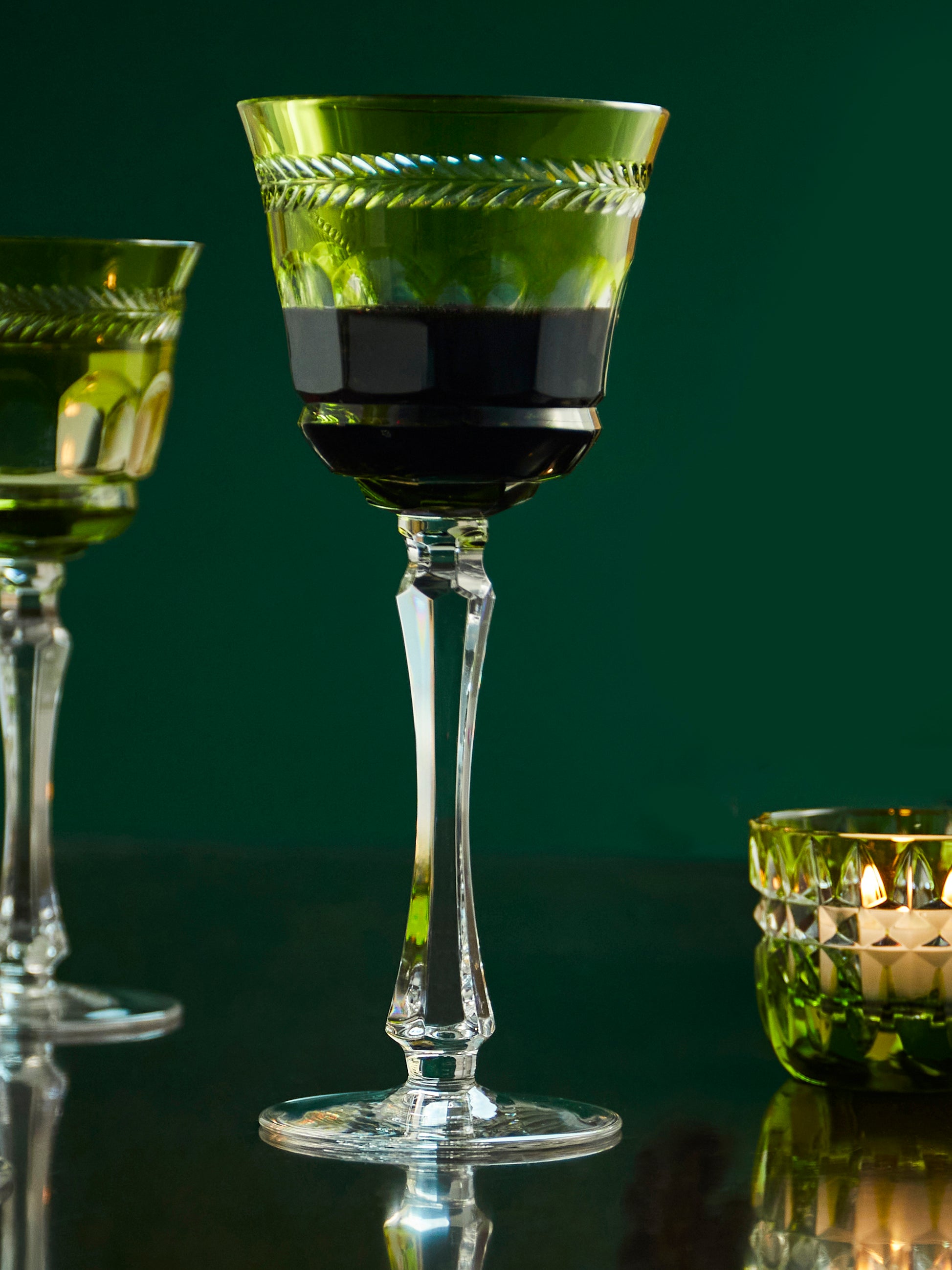Cheney Glass Green Chenonceaux Hand-Blown Crystal Red Wine Glass (7.5oz/220ml) by ...