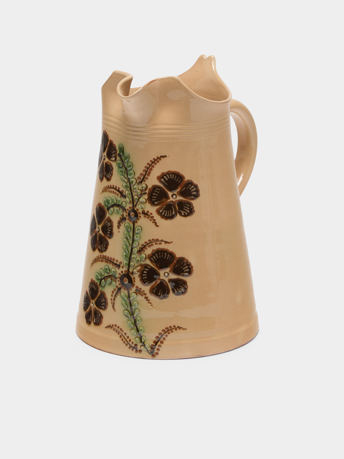 Poterie d’Évires - Rabbits Hand-Painted Ceramic Large Milk Jug - Cream - ABASK - 
