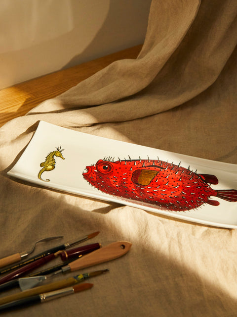 Fornasetti - Affronto Hand-Painted Porcelain Tray -  - ABASK