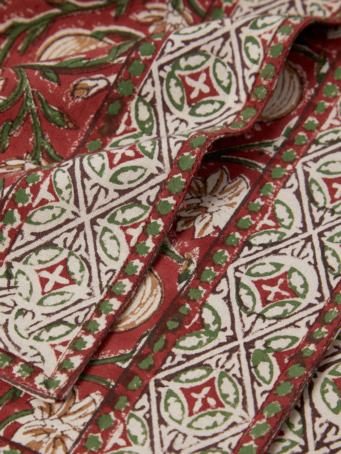Chamois - | Set of 8 | Tangier Pomegranate Block-Printed Cotton Placemats - Multiple - ABASK