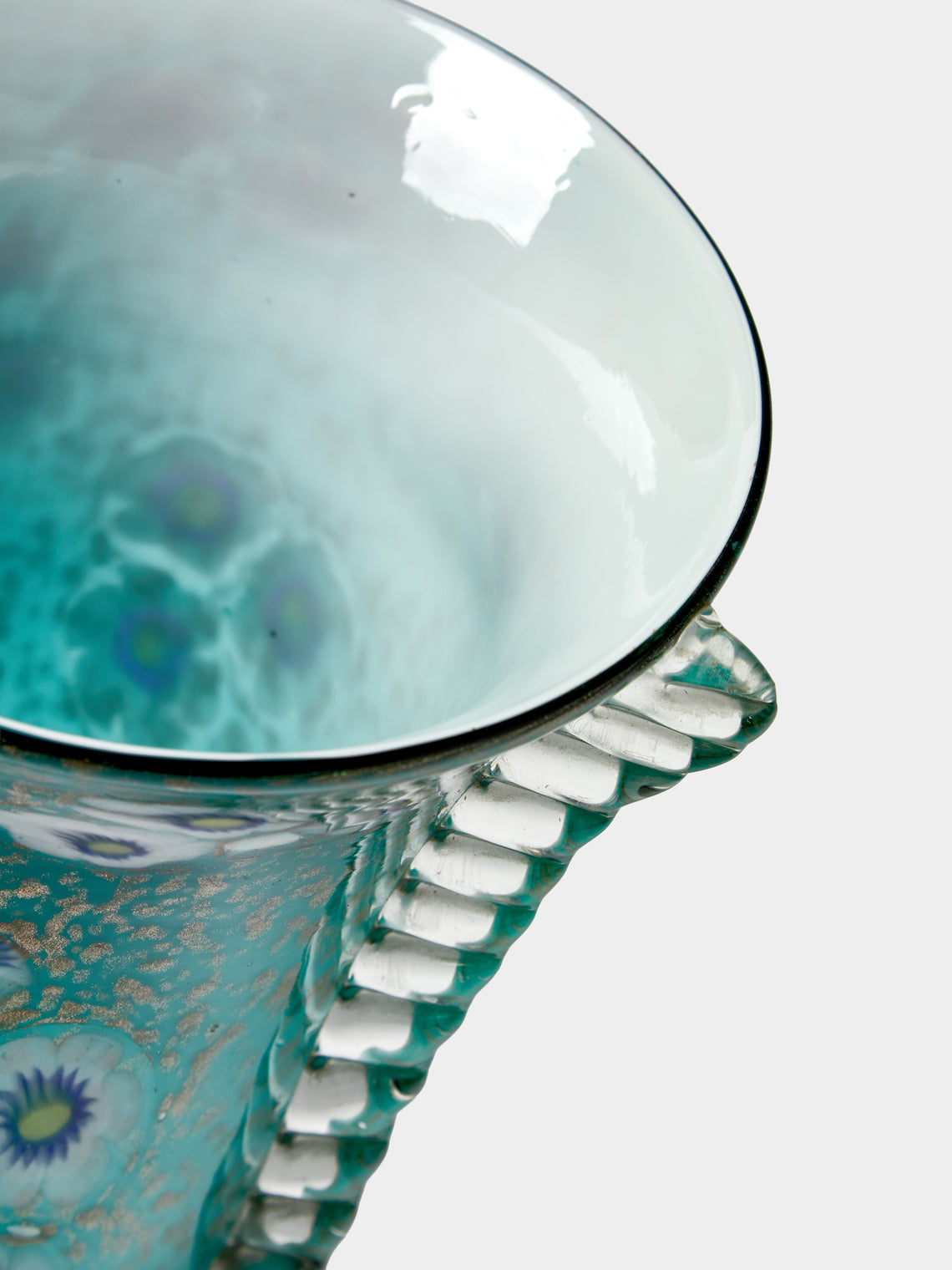 Antique and Vintage - Mid-Century A.Ve.M. Murrine Murano Glass Vase (8in/20cm) - Blue - ABASK