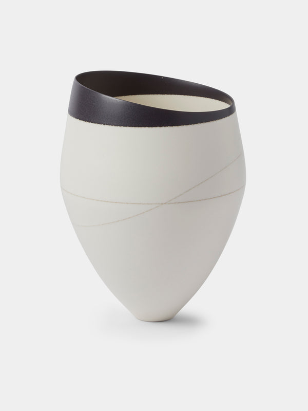 Paul James Ceramics - Fractured Reality Hand-Thrown Ceramic Vase (7.5in/19cm) - White - ABASK - 