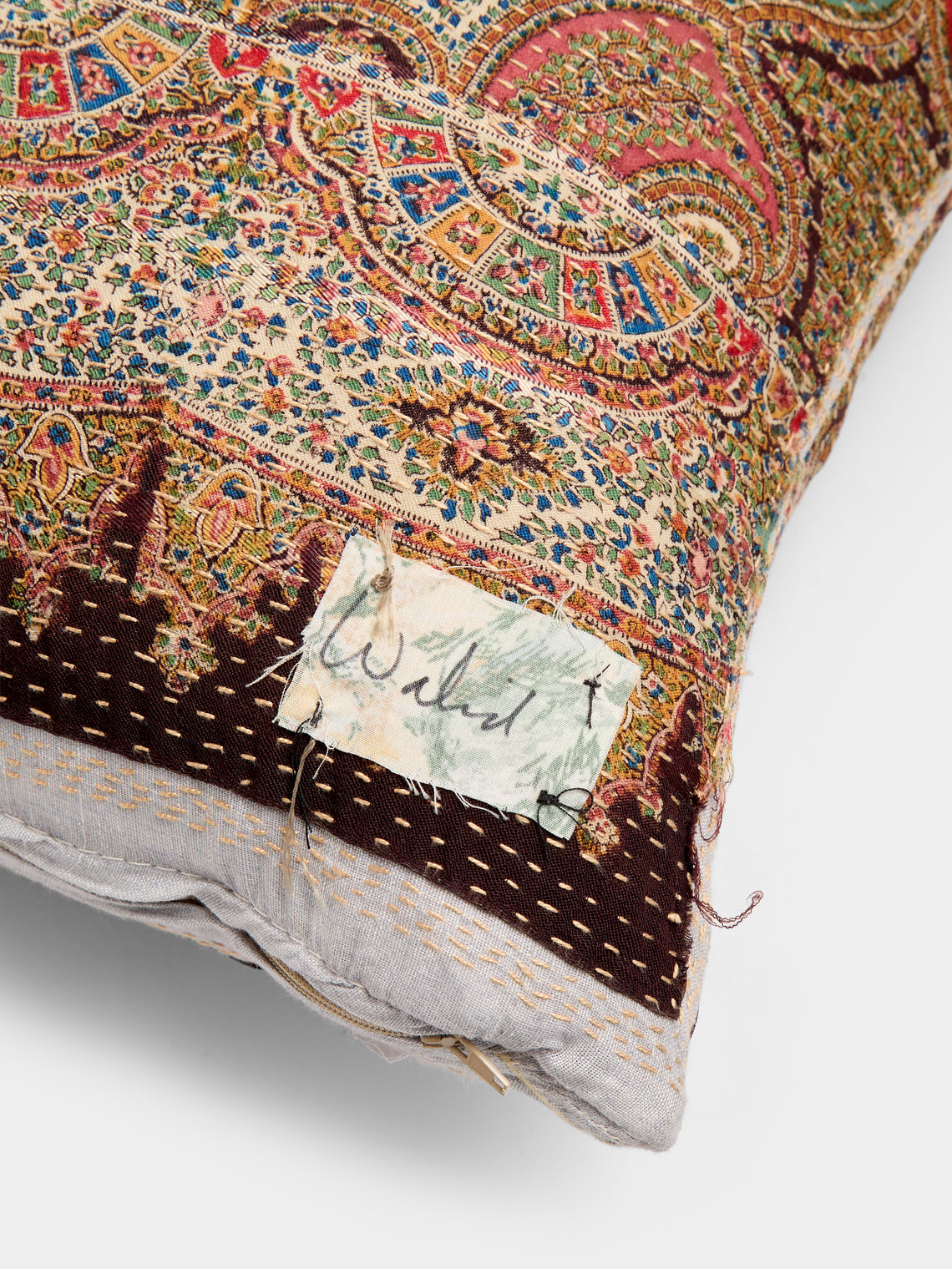 By Walid - 19th-Century French Napoleon III Paisley Wool Cushion (21.5in/55cm) - Multiple - ABASK