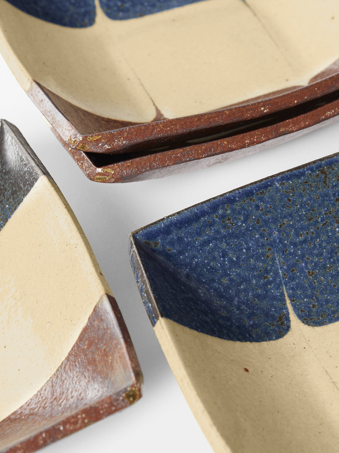 Makidani-gama - No. 1 Nerikomi Ceramic Square Bowls (Set of 4) - Multiple - ABASK