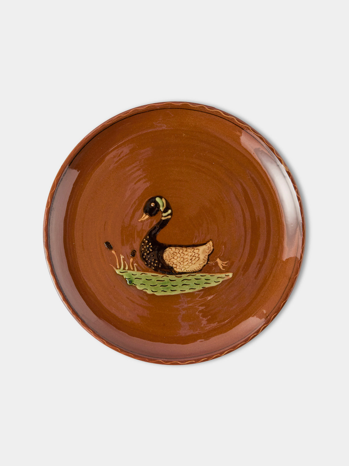 Poterie d’Évires - Animals Hand-Painted Ceramic Dinner Plates – 9.5in/24cm (Set of 4) - Light Brown - ABASK