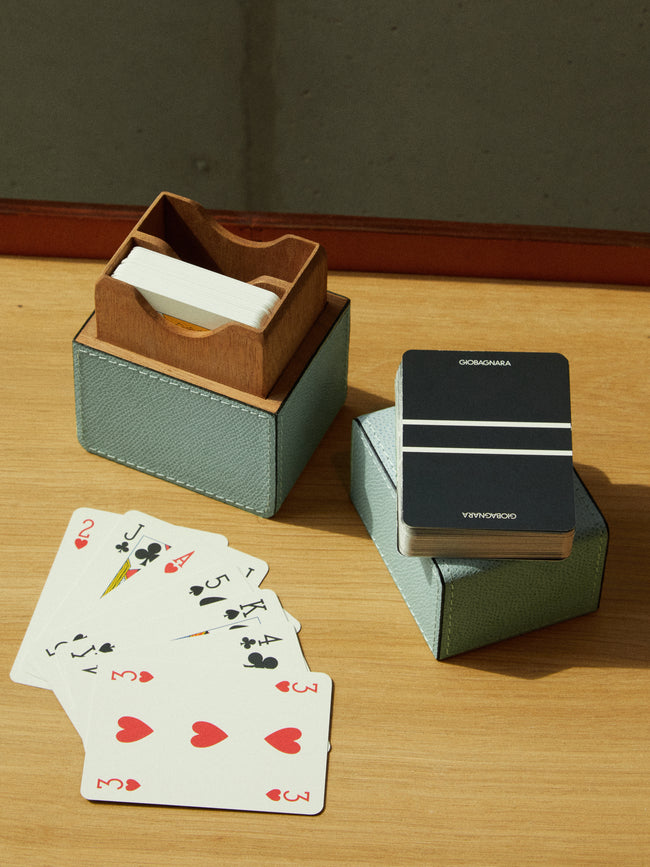 Giobagnara - Naples Leather Playing Cards Set - Light Green - ABASK