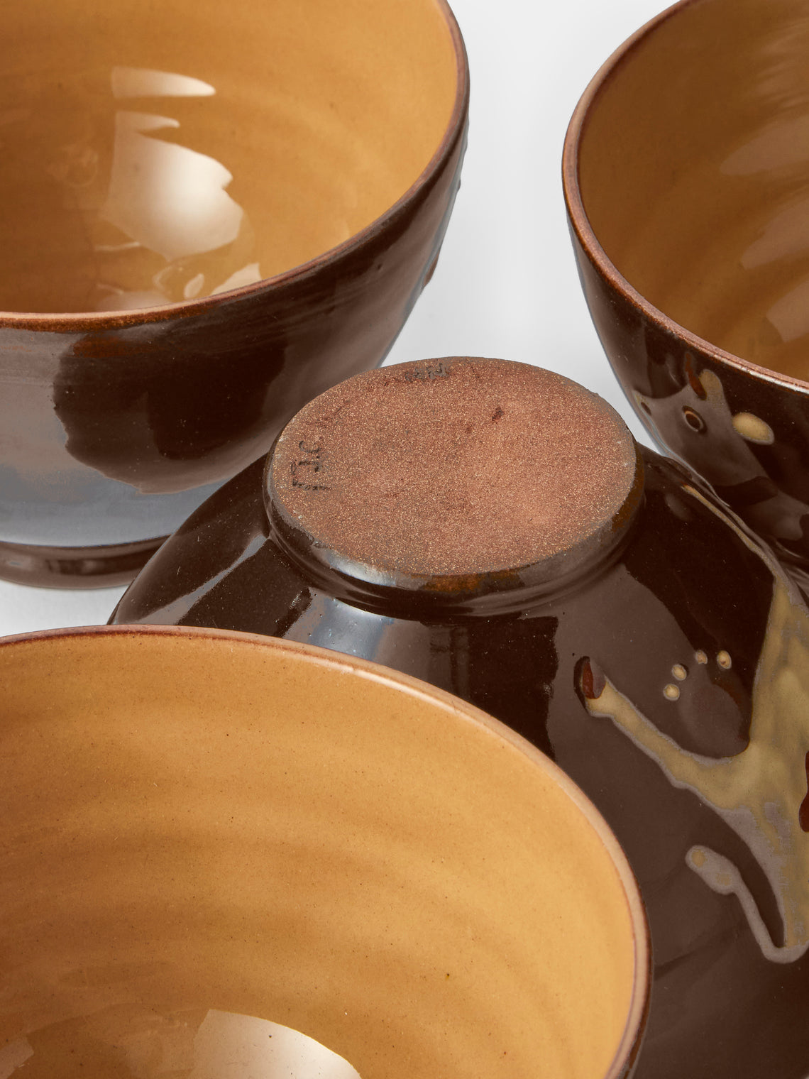 Poterie d’Évires - Cows Hand-Painted Ceramic Small Bowls (Set of 4) - Dark Brown - ABASK