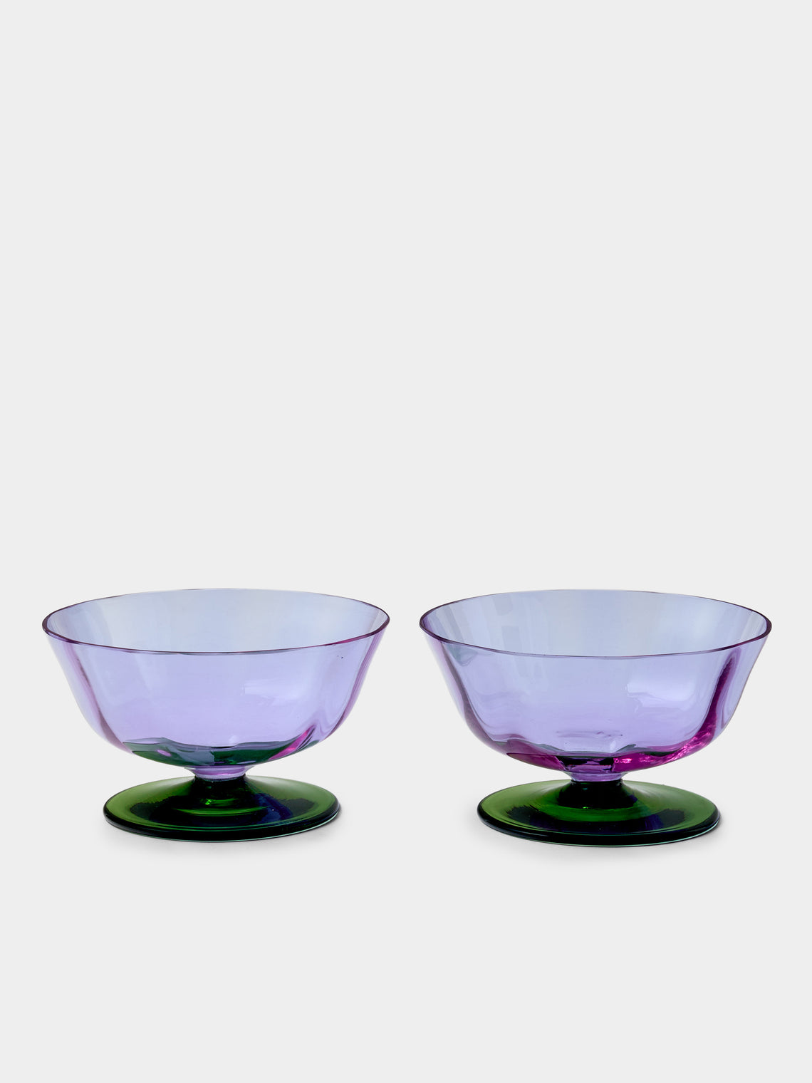 NasonMoretti - | Set of 2 | 1982 Archive Revival Hand-Blown Murano Glass Dessert Coupes - Purple - ABASK - 