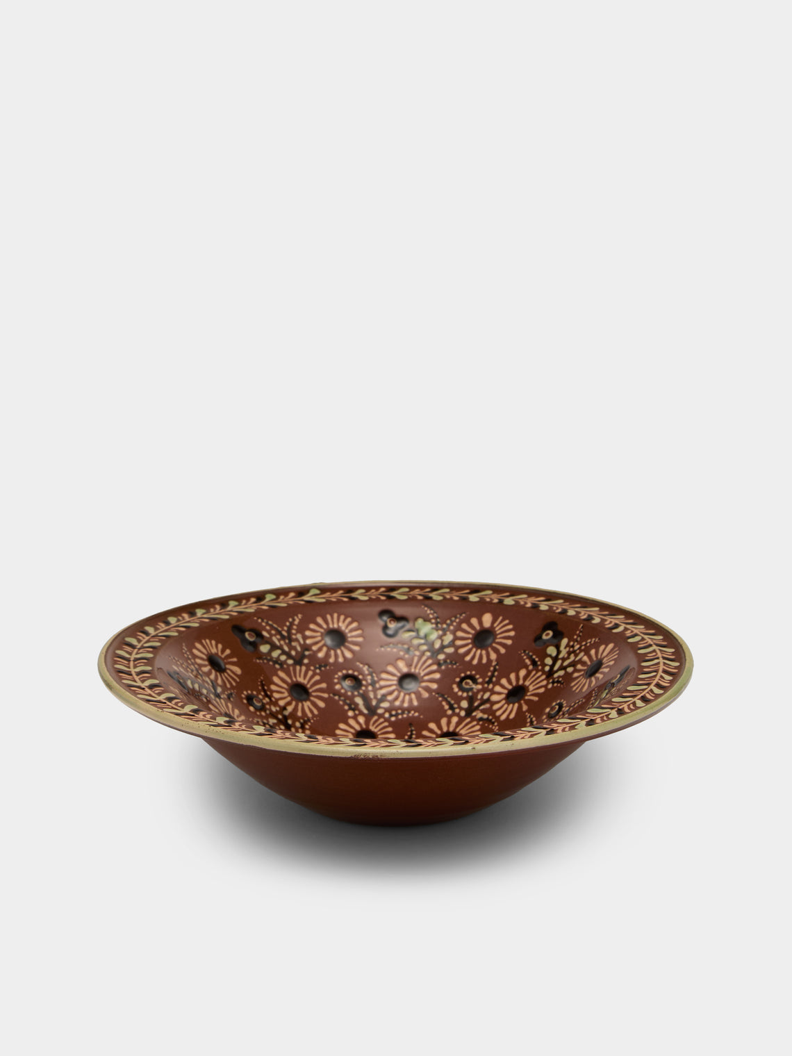 Poterie d’Évires - Flowers Hand-Painted Ceramic Serving Bowl - Light brown - ABASK - 