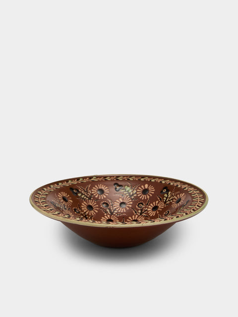 Poterie d’Évires - Flowers Hand-Painted Ceramic Serving Bowl - Light brown - ABASK - 