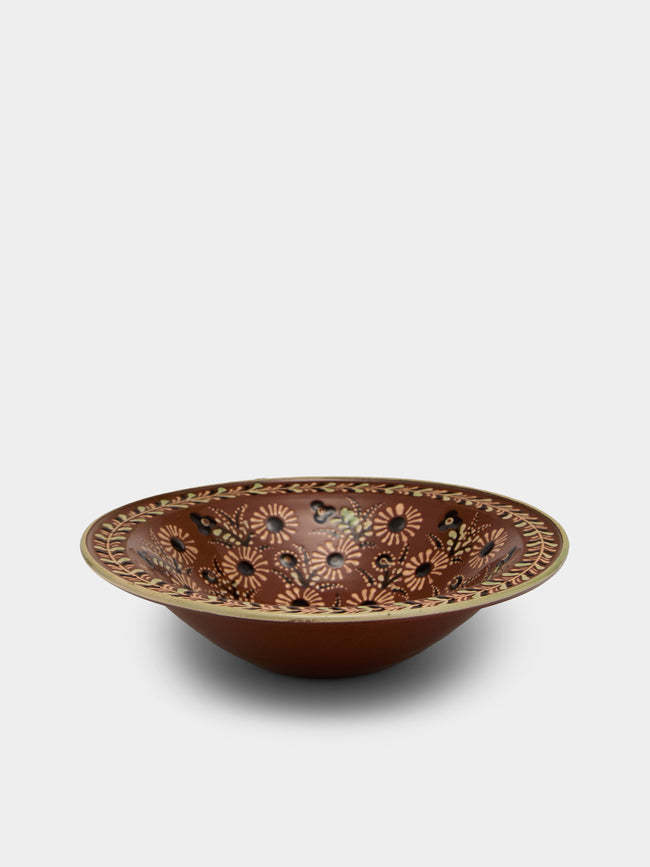 Poterie d’Évires - Flowers Hand-Painted Ceramic Serving Bowl - Light brown - ABASK - 