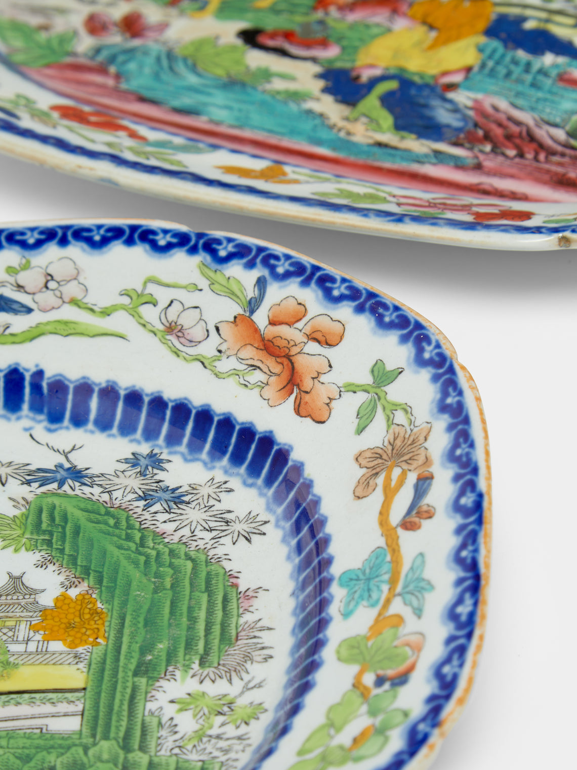 Antique and Vintage - 1820s Mogul Masons Ironstone Platters (Set of 2) - Multiple - ABASK