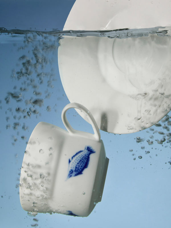 Hering Berlin - Ocean Porcelain Coffee Cup and Saucer (Set of 2) - White - ABASK