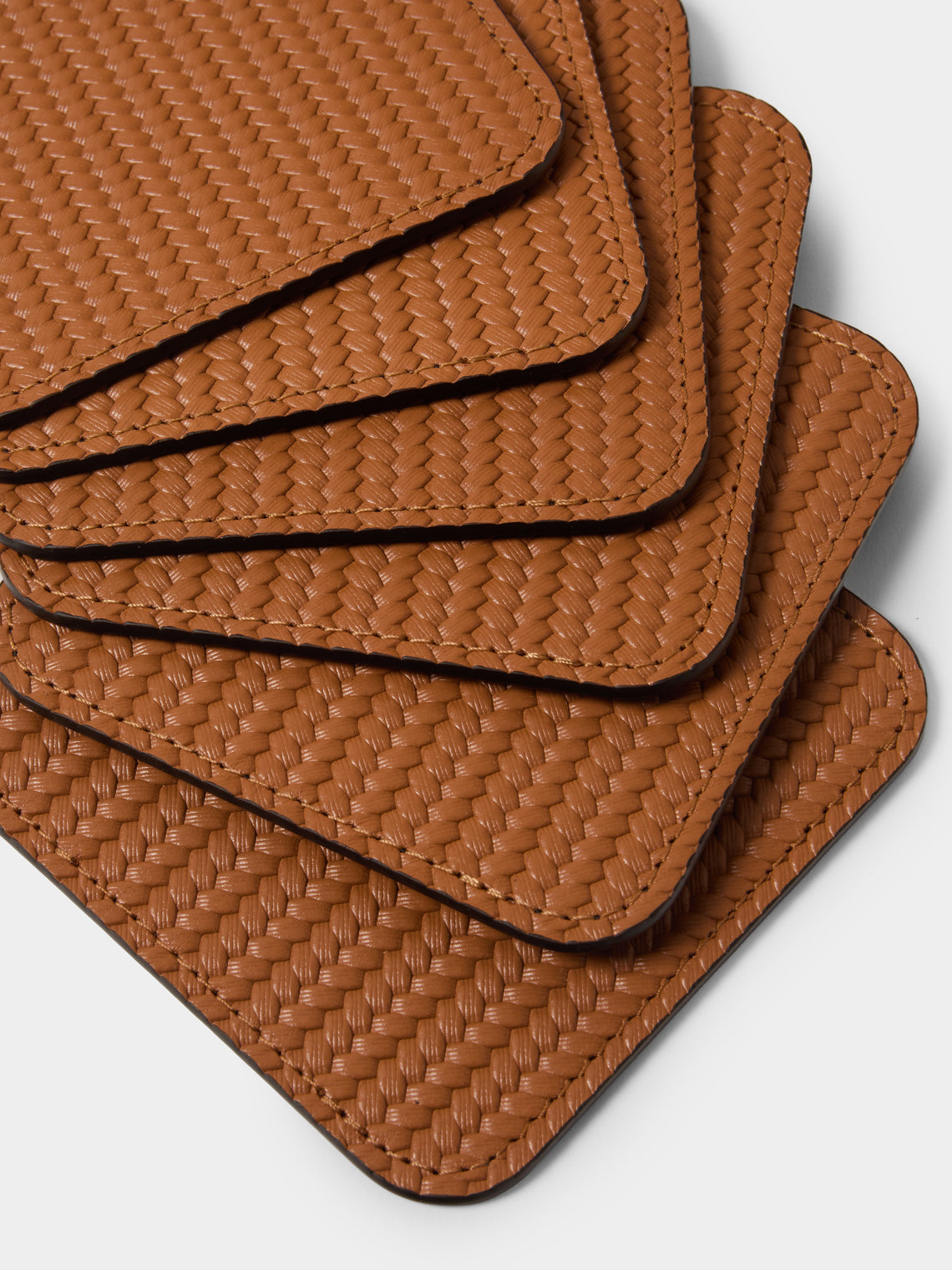 Pinetti - Leather Square Coasters (Set of 6) - Camel - ABASK