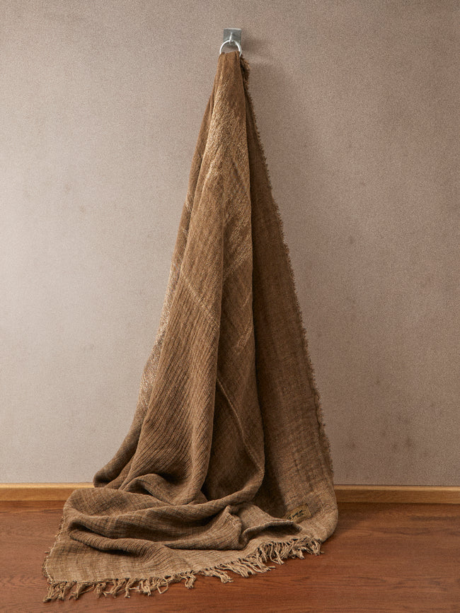 The House of Lyria - Linen-Blend Bed Blanket (110in/2.8m) - Beige - ABASK
