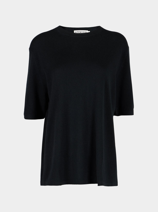 Arch4 - Golden Baby Goat Cashmere Oversized T-Shirt | Size: S - Black - ABASK - 