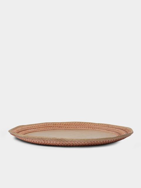 Silver Sentimenti - Gladiator Stoneware and Leather Platter - Pink - ABASK - 