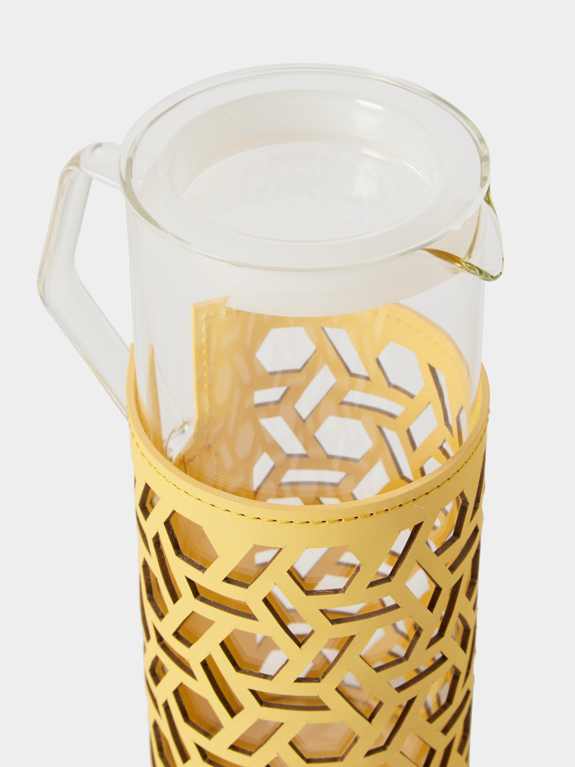 RUDI - Messina Leather and Glass Pitcher (42oz/1.2L) - Yellow - ABASK
