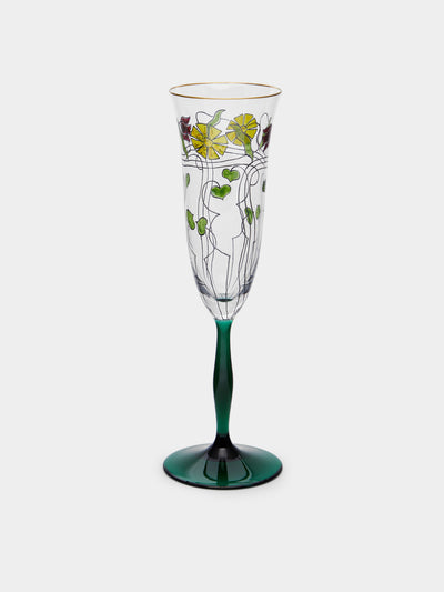 Theresienthal - Serenade Hand-Painted Crystal Champagne Flute (Set of 2) - Green - ABASK  - 