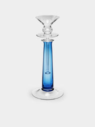 Theresienthal - Louisa Hand-Blown Crystal Candlestick (Set of 2) - Blue - ABASK - 