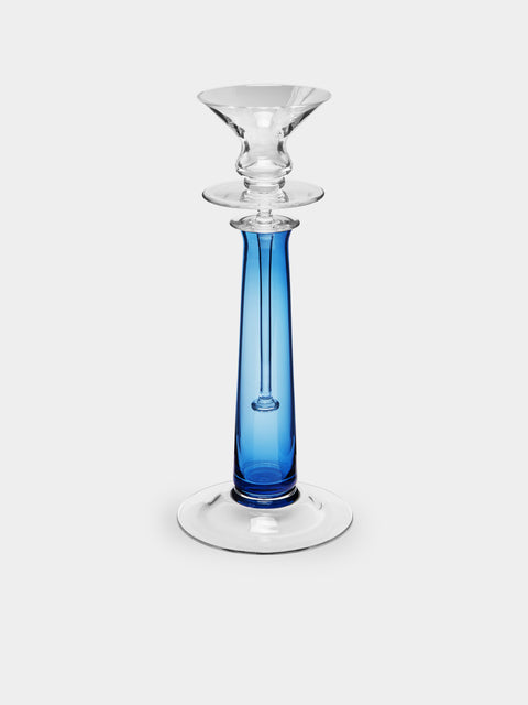 Theresienthal - Louisa Hand-Blown Crystal Candlestick (Set of 2) - Blue - ABASK - 