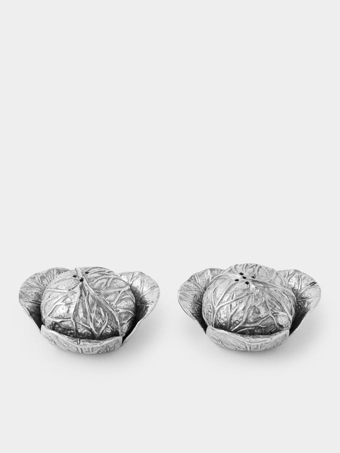 Au Bain Marie - | Set of 2 | Cabbage Pewter Salt and Pepper Shakers - Silver - ABASK - 