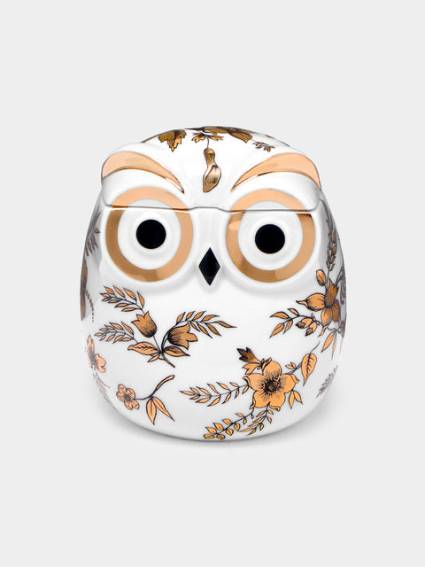 Fornasetti - Civetta Fiorata Hand-Painted Porcelain Jar -  - ABASK - 