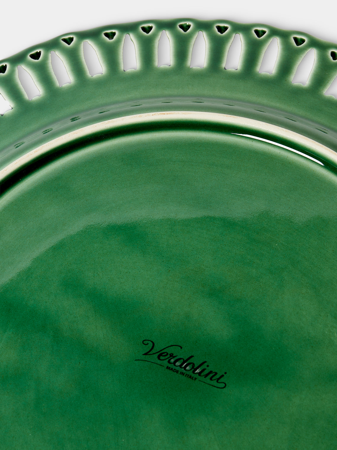 Verdolini - Arch Openwork Hand-Painted Ceramic Dinner Plate (13in/33cm) - Green - ABASK
