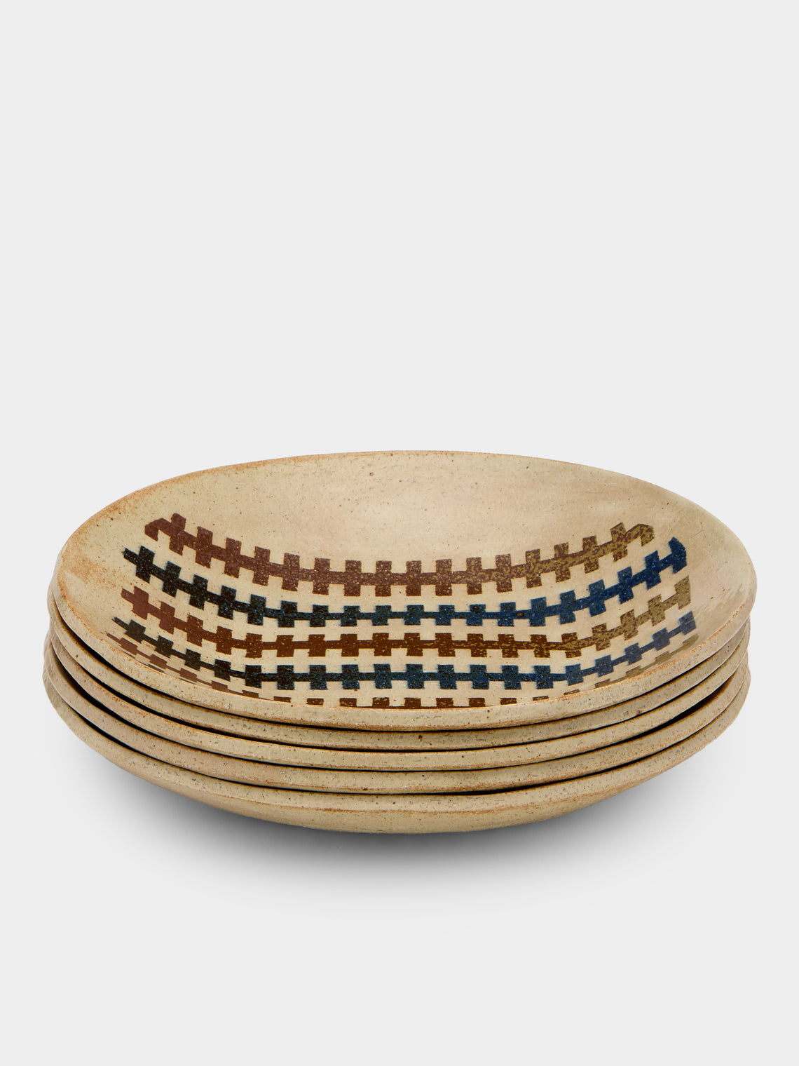 Makidani-gama - Nerikomi Ceramic Oval Plates – 11in/27.5cm (Set of 5) - Multiple - ABASK