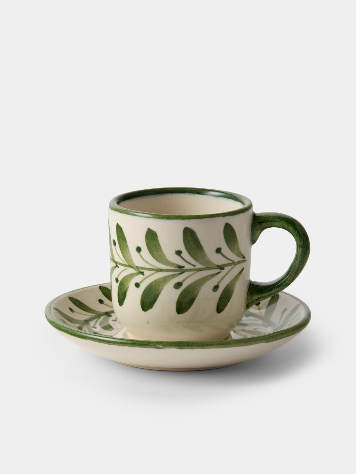 CasaLatina - Helecho Hand-Painted Ceramic Espresso Cups (Set of 4) - Green - ABASK - 