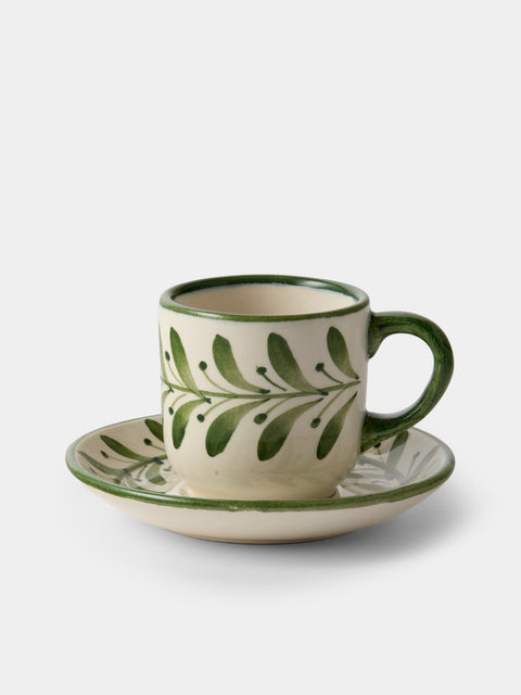 CasaLatina - Helecho Hand-Painted Ceramic Espresso Cups (Set of 4) - Green - ABASK - 