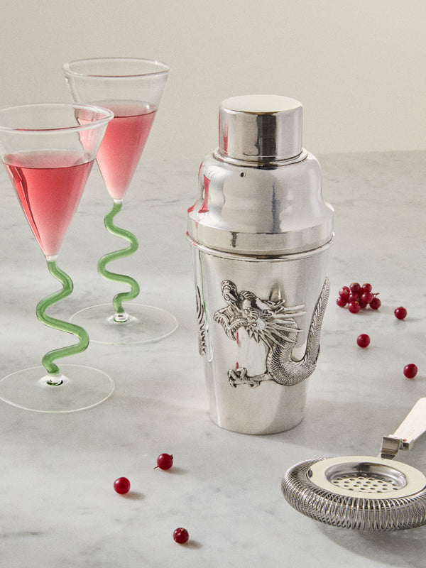 Antique and Vintage - 1930s Solid Silver Dragon Cocktail Shaker - Silver - ABASK