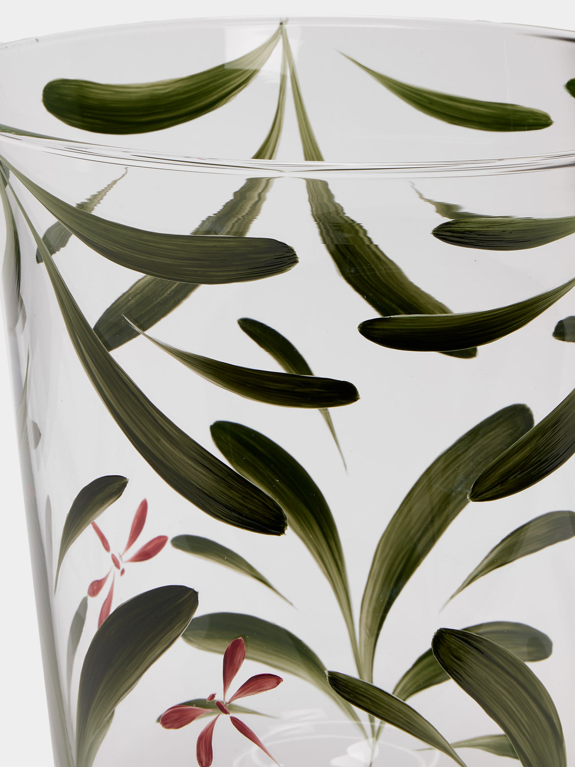 Los Vasos de Agua Clara - Dragonfly Hand-Painted Crystal Hurricane Candle Holder - Green - ABASK