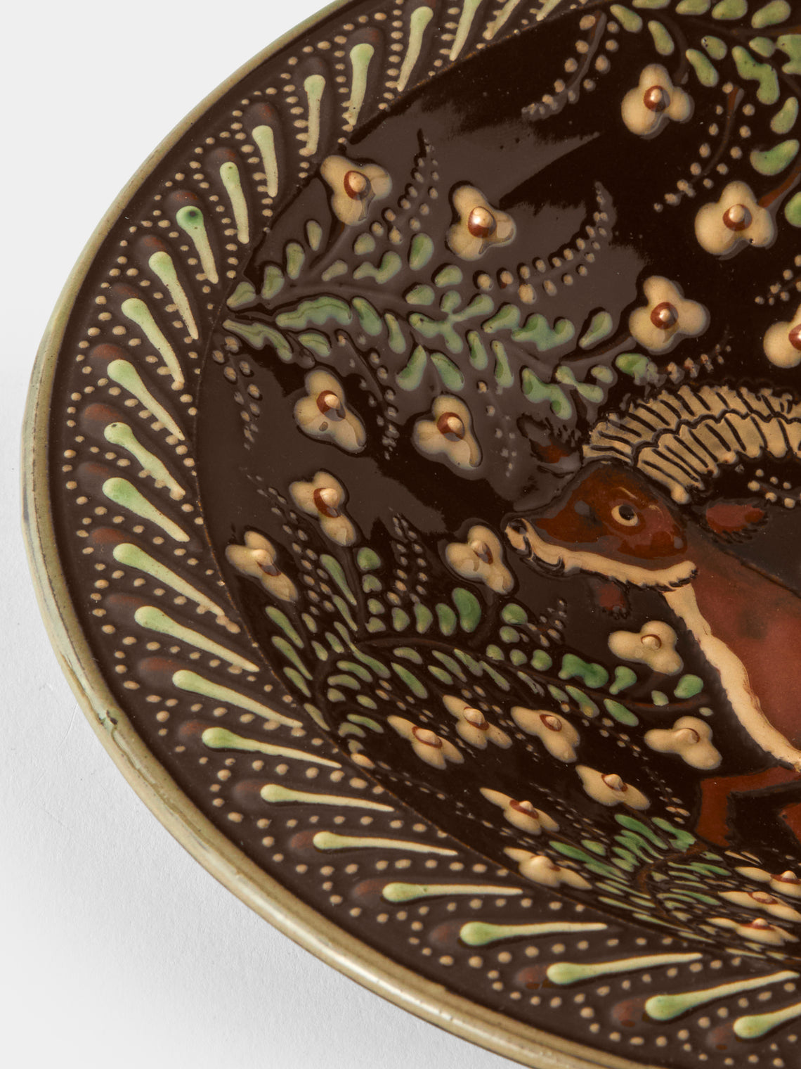 Poterie d’Évires - Rams Hand-Painted Ceramic Small Serving Bowl - Dark Brown - ABASK