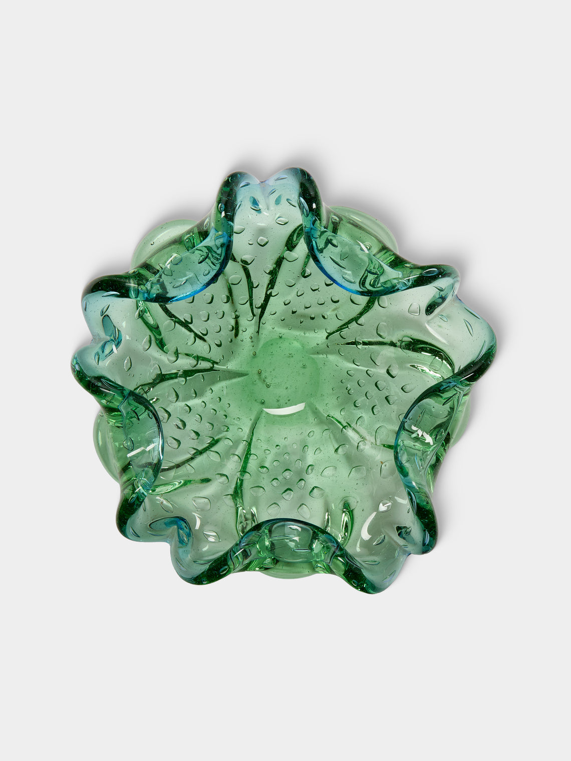Antique and Vintage - Mid-Century Crystal Ashtray - Green - ABASK