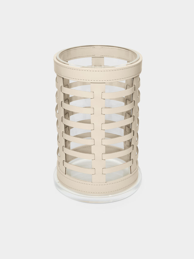 Riviere - Barcelona Water-Resistant Leather 
Hurricane Candle Holder - Ivory - ABASK - 