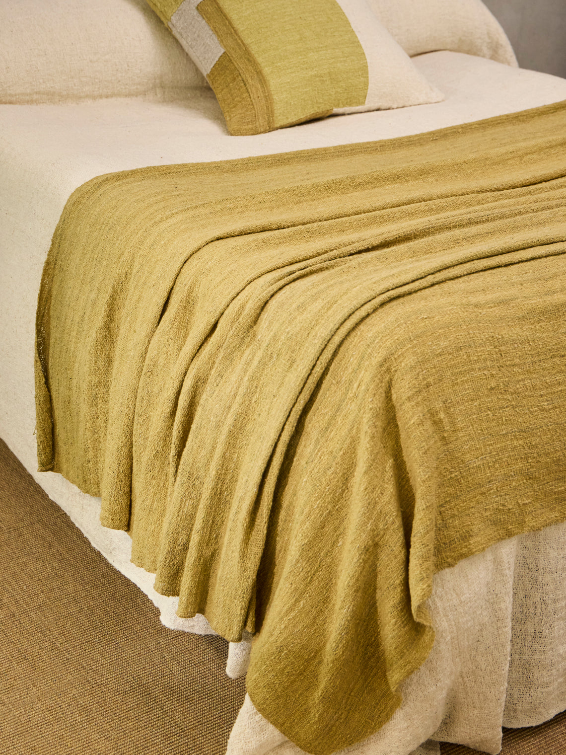 Valentina Hoyos - Hand-Dyed Cotton Bed Blanket (106in/2.7m) - Green - ABASK