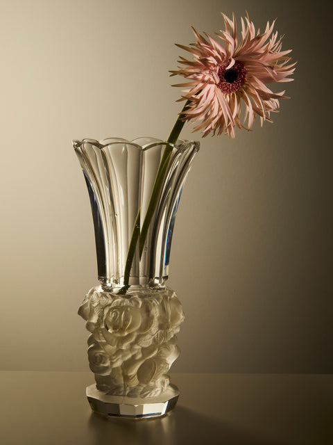 Antique and Vintage - Mid-Century Daum Crystal Bud Vase (10in/25cm) - Clear - ABASK