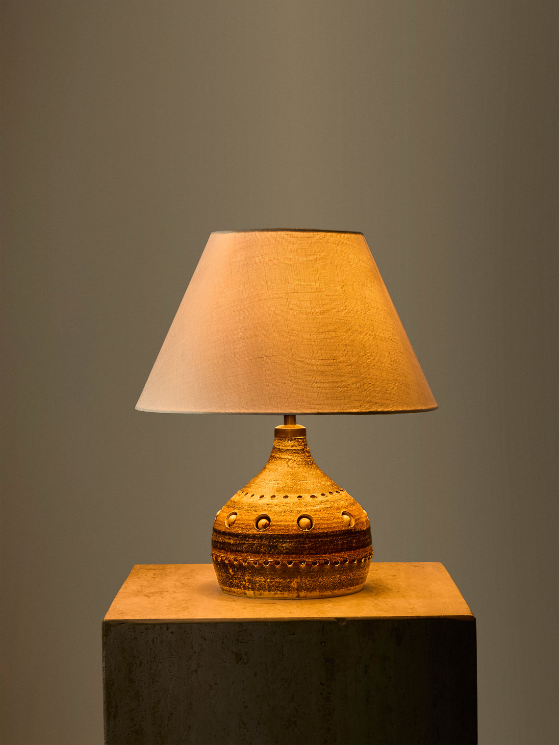 Antique and Vintage - 1960s Georges Pelletier Ceramic Table Lamp - Brown - ABASK