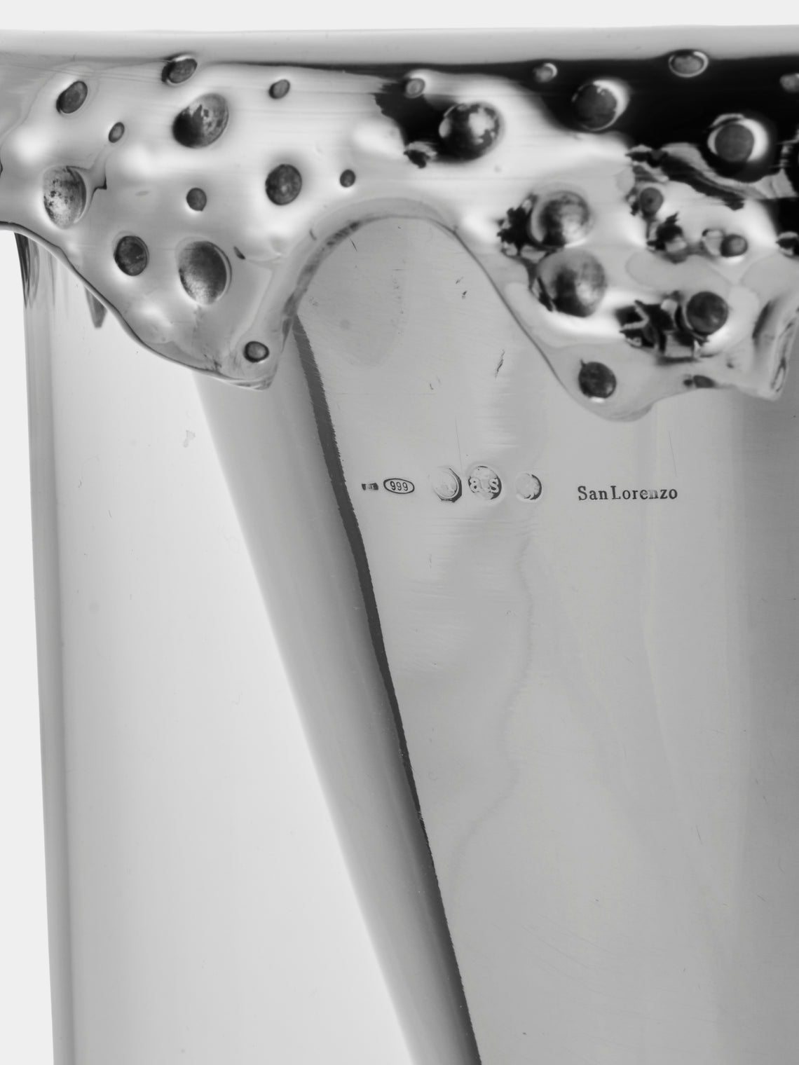 San Lorenzo - 1997 Afra and Tobia Scarpa Pure Silver and Glass Vase (8in/20.5cm) - Silver - ABASK