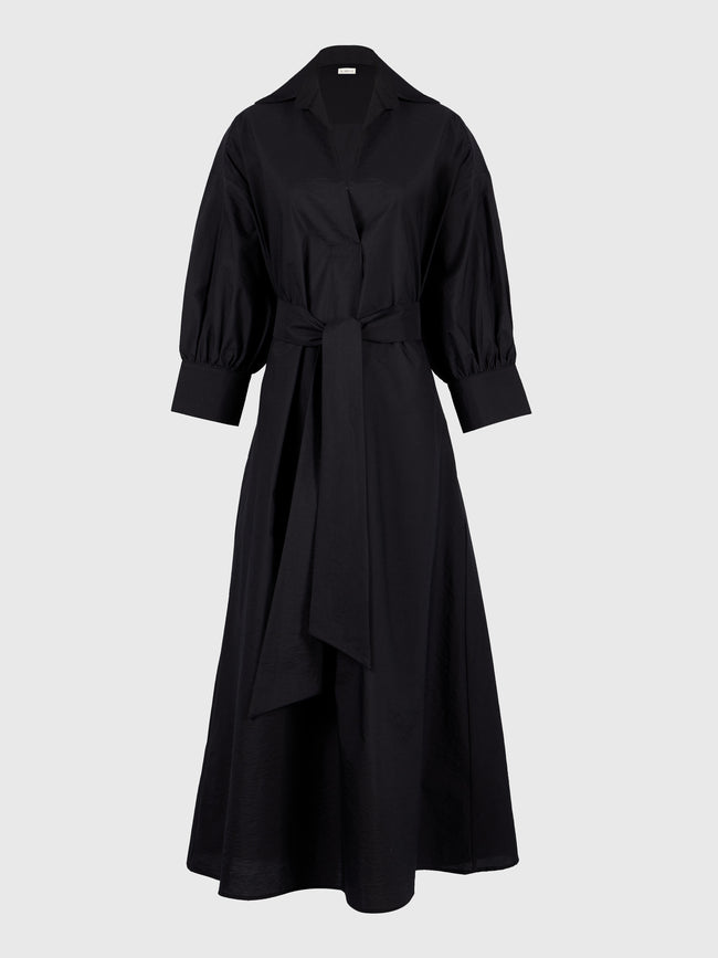 A.Shirt - Cordelia Linen Dress - Black - ABASK - 