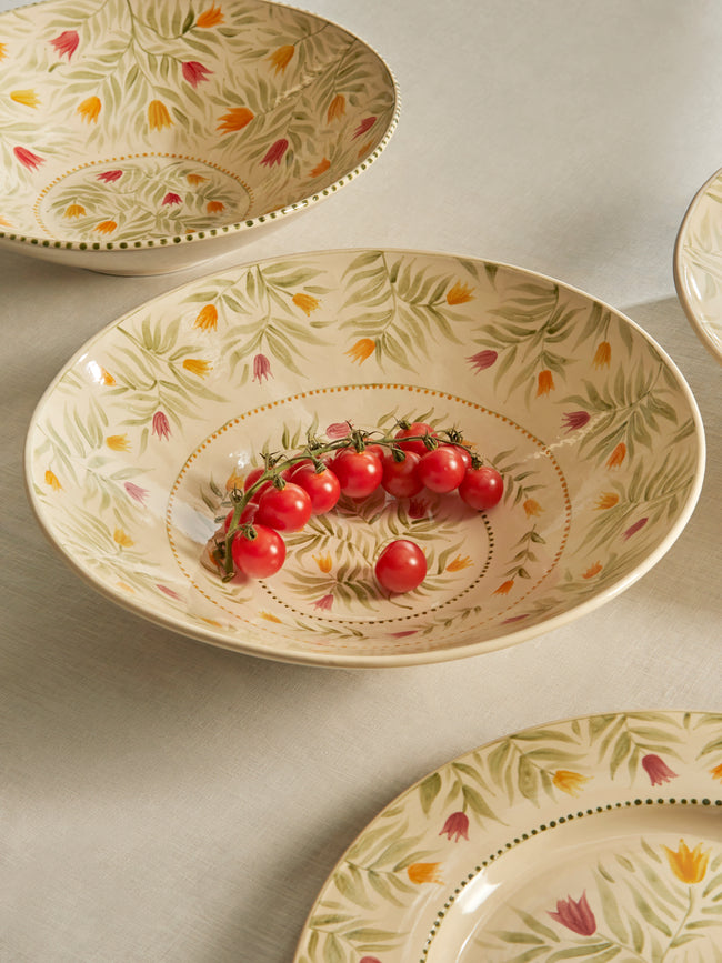 Rosanna Corfe - Doves and Daffodils Hand-Painted Ceramic Flared Bowl - Cream - ABASK