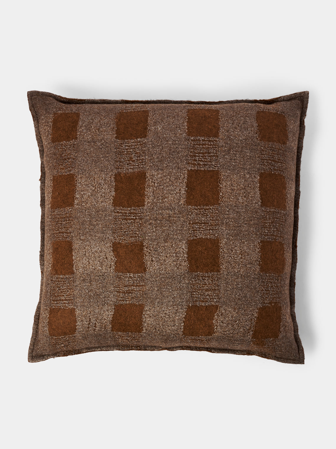Norlha - Overfelt Husk Yak and Silk Cushion (19.5in/50cm) - Brown - ABASK