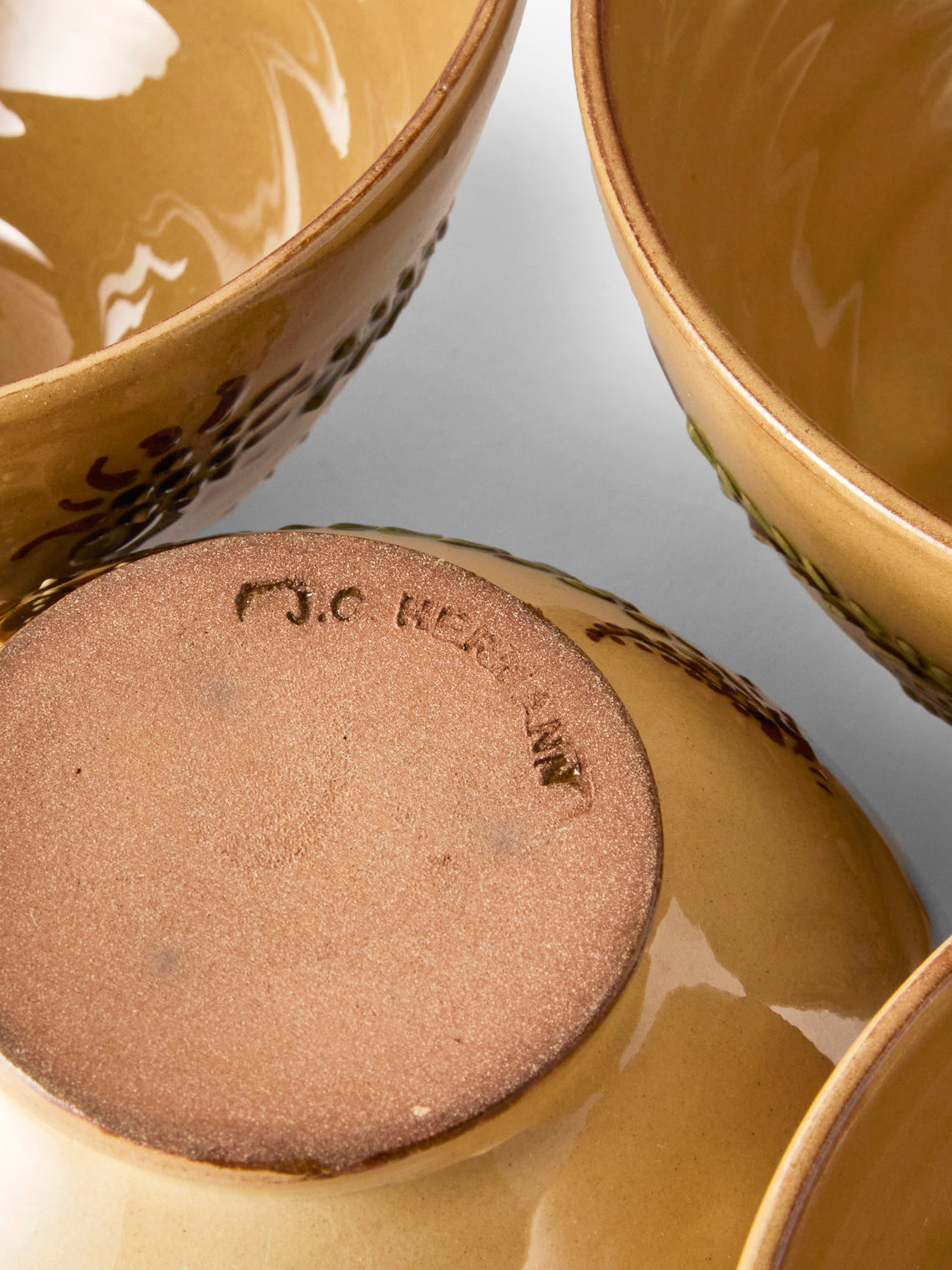Poterie d’Évires - Flowers Hand-Painted Ceramic Grand Bowls (Set of 4) - Cream - ABASK