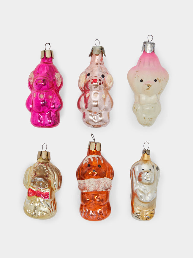 Antique and Vintage - 1950s-1960s Vintage Dogs Glass Tree Decorations (Set of 6) -  - ABASK - 